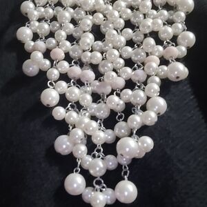 Elegant Pearl Cluster Bib Style Necklace